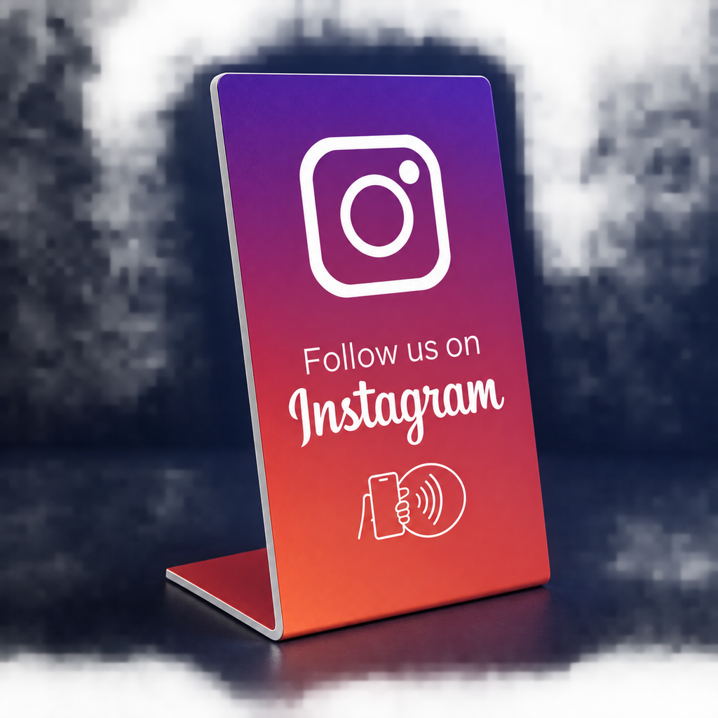 Expositor NFC Instagram, vista lateral de referencia