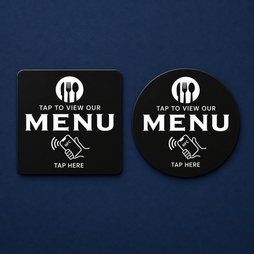 Tarjetas NFC para menú digital cuadrada y redonda